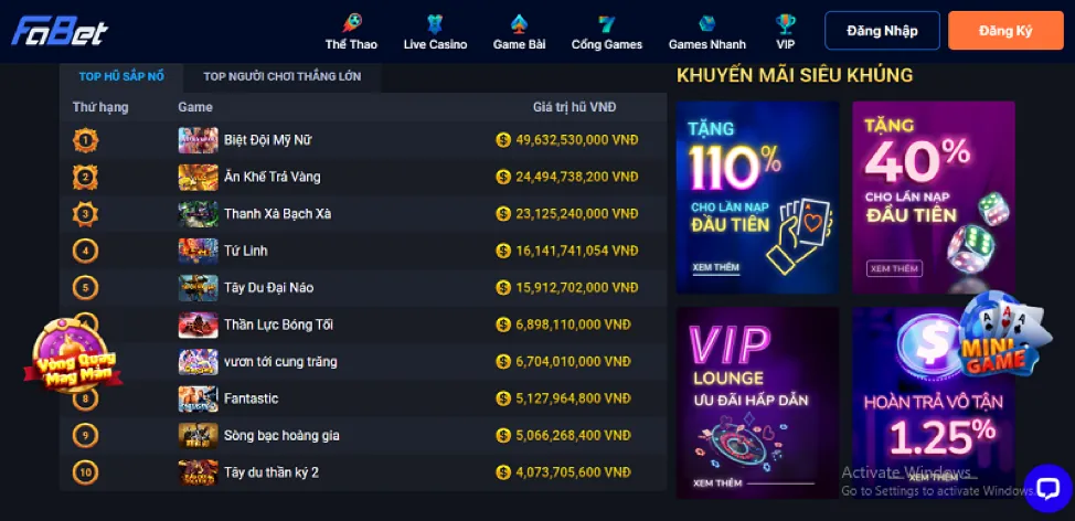 Chương trình VIP và hoàn trả 997bet